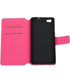 Roze Huawei P8 Lite TPU wallet case booktype hoesje HM Book