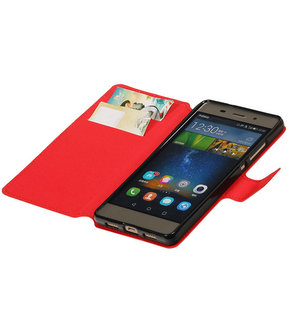 Rood Huawei P8 Lite TPU wallet case booktype hoesje HM Book