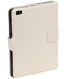 Wit Huawei P8 Lite TPU wallet case booktype hoesje HM Book