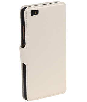 Wit Huawei P8 Lite TPU wallet case booktype hoesje HM Book