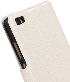 Wit Huawei P8 Lite TPU wallet case booktype hoesje HM Book