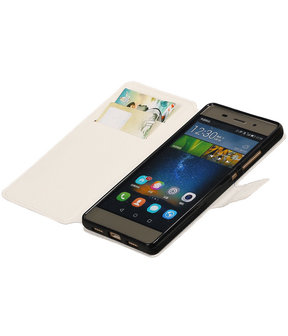 Wit Huawei P8 Lite TPU wallet case booktype hoesje HM Book