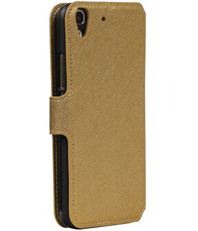 Goud Huawei Honor Y6 TPU wallet case booktype hoesje HM Book