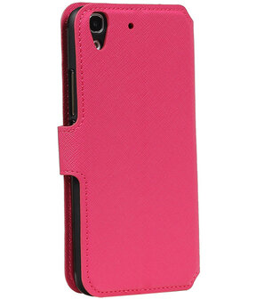 Roze Huawei Honor Y6 TPU wallet case booktype hoesje HM Book