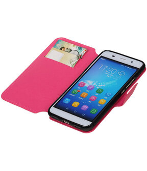 Roze Huawei Honor Y6 TPU wallet case booktype hoesje HM Book