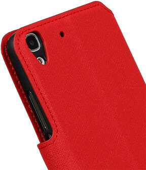 Rood Huawei Honor Y6 TPU wallet case booktype hoesje HM Book