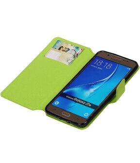 Groen Samsung Galaxy J7 2016 TPU wallet case booktype hoesje HM Book