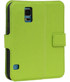 Groen Samsung Galaxy S5 TPU wallet case booktype hoesje HM Book