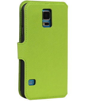 Groen Samsung Galaxy S5 TPU wallet case booktype hoesje HM Book