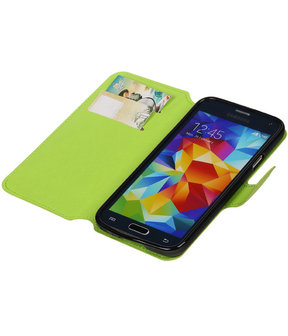 Groen Samsung Galaxy S5 TPU wallet case booktype hoesje HM Book