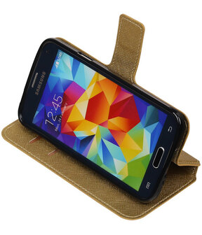 Goud Samsung Galaxy S5 TPU wallet case booktype hoesje HM Book