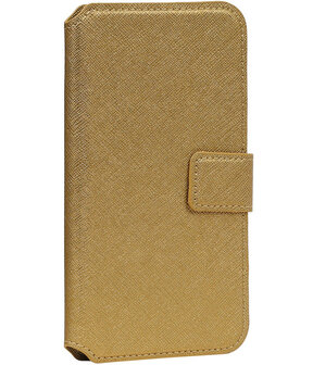 Goud Samsung Galaxy S5 TPU wallet case booktype hoesje HM Book