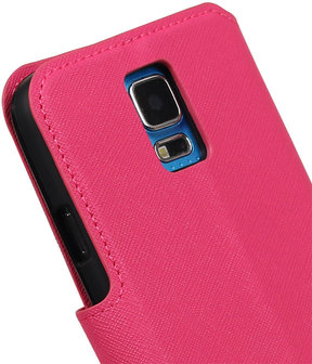 Roze Samsung Galaxy S5 TPU wallet case booktype hoesje HM Book
