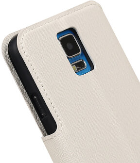 Wit Samsung Galaxy S5 TPU wallet case booktype hoesje HM Book