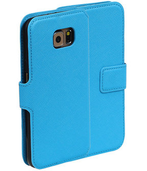 Blauw Samsung Galaxy S6 TPU wallet case booktype hoesje HM Book