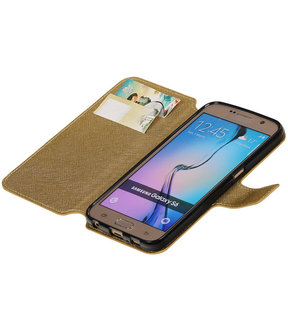Goud Samsung Galaxy S6 TPU wallet case booktype hoesje HM Book