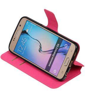 Roze Samsung Galaxy S6 TPU wallet case booktype hoesje HM Book