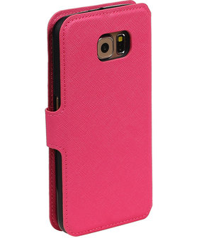 Roze Samsung Galaxy S6 TPU wallet case booktype hoesje HM Book