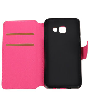 Roze Samsung Galaxy A3 2016 TPU wallet case booktype hoesje HM Book
