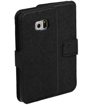 Zwart Samsung Galaxy S6 Edge TPU wallet case booktype hoesje HM Book