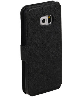 Zwart Samsung Galaxy S6 Edge TPU wallet case booktype hoesje HM Book