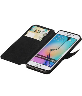 Zwart Samsung Galaxy S6 Edge TPU wallet case booktype hoesje HM Book