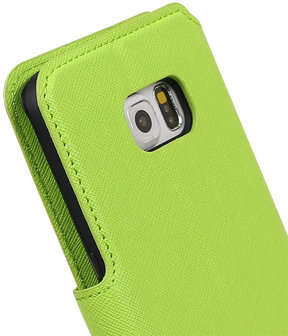 Groen Samsung Galaxy S6 Edge TPU wallet case booktype hoesje HM Book