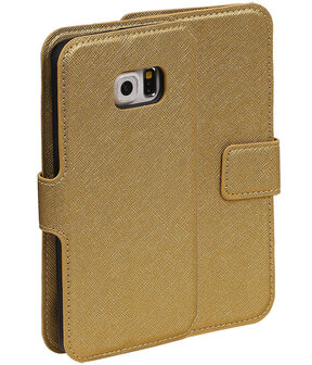 Goud Samsung Galaxy S6 Edge TPU wallet case booktype hoesje HM Book