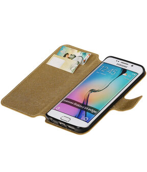 Goud Samsung Galaxy S6 Edge TPU wallet case booktype hoesje HM Book