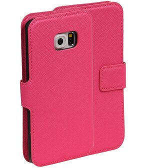 Roze Samsung Galaxy S6 Edge TPU wallet case booktype hoesje HM Book