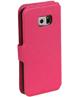 Roze Samsung Galaxy S6 Edge TPU wallet case booktype hoesje HM Book