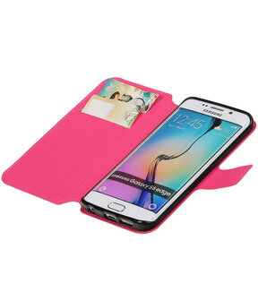 Roze Samsung Galaxy S6 Edge TPU wallet case booktype hoesje HM Book