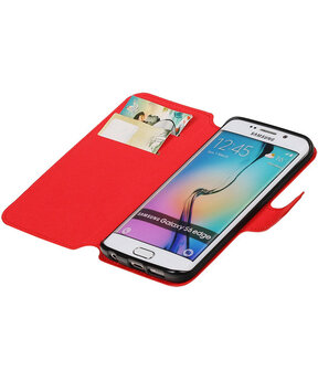 Rood Samsung Galaxy S6 Edge TPU wallet case booktype hoesje HM Book