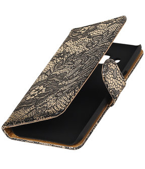 Zwart Lace booktype wallet cover hoesje voor LG K4