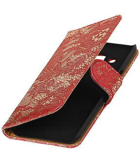 Rood Lace booktype wallet cover hoesje voor LG K4