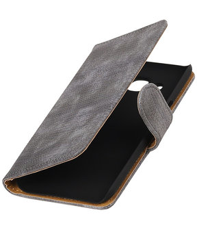 Grijs Mini Slang booktype wallet cover hoesje voor LG K4