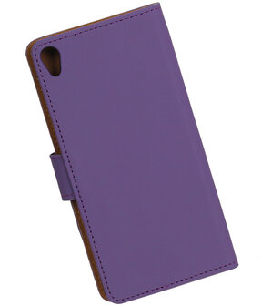 Paars Effen booktype wallet cover hoesje voor Sony Xperia XA