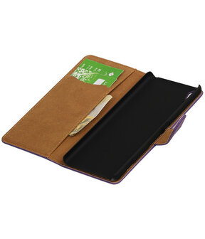Paars Effen booktype wallet cover hoesje voor Sony Xperia XA