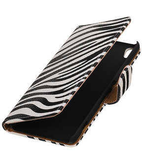 Zebra booktype wallet cover hoesje voor Sony Xperia XA