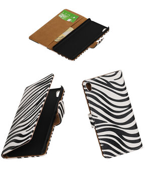 Zebra booktype wallet cover hoesje voor Sony Xperia XA