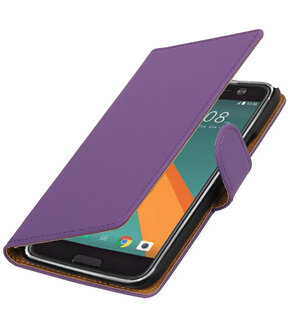 Paars Effen booktype wallet cover hoesje voor HTC 10