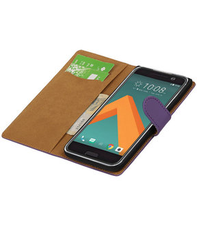 Paars Effen booktype wallet cover hoesje voor HTC 10