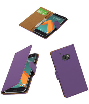 Paars Effen booktype wallet cover hoesje voor HTC 10