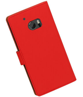 Rood Effen booktype wallet cover hoesje voor HTC 10