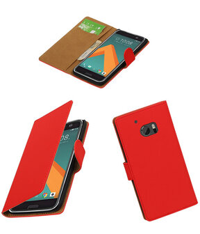 Rood Effen booktype wallet cover hoesje voor HTC 10