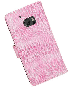 Roze Mini Slang booktype wallet cover hoesje voor HTC 10