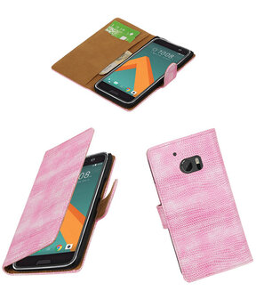 Roze Mini Slang booktype wallet cover voor Hoesje voor HTC 10