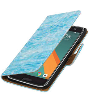 Turquoise Mini Slang booktype wallet cover hoesje voor HTC 10