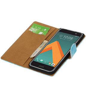 Turquoise Mini Slang booktype wallet cover hoesje voor HTC 10