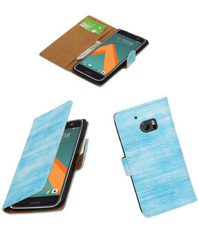 Turquoise Mini Slang booktype wallet cover hoesje voor HTC 10